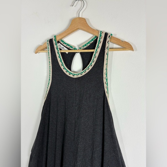 Natural Life Willow Jumpsuit Wide Leg Charcoal Cropped Small Crotchet Trim - Picture 9 of 14